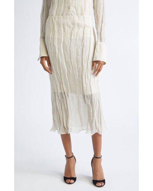 Brandon Maxwell Natural The James Metallic Organza Straight Skirt