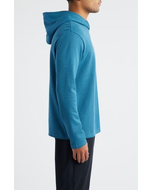 Boss Blue Waffle Knit Hooded Lounge T-Shirt for men