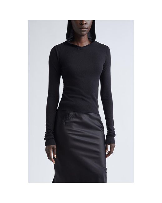 Rick Owens Black Rib Crop Hoodie