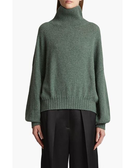 Khaite Green Morris Cashmere Blend Turtleneck Sweater