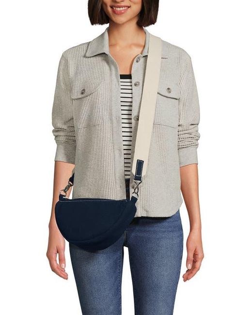 Lands' End Gray Canvas Crescent Crossbody Bag
