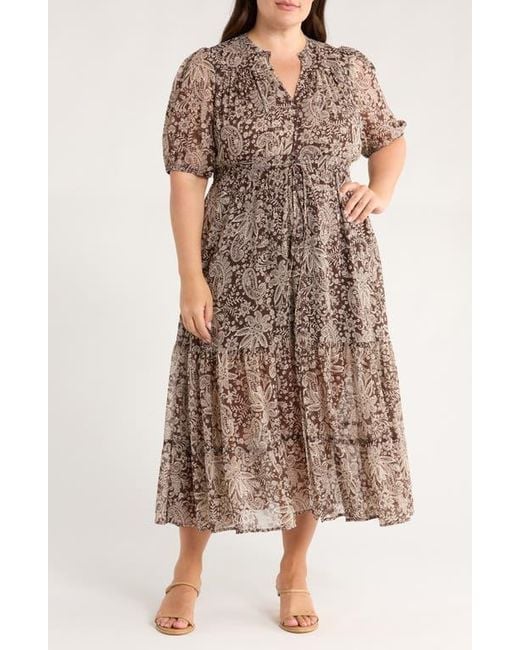 Gibsonlook Brown Kira Print Drawstring Maxi Dress