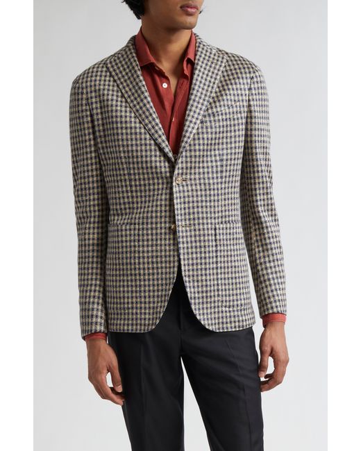 Boglioli Multicolor K-jacket Houndstooth Check Linen Sport Coat for men