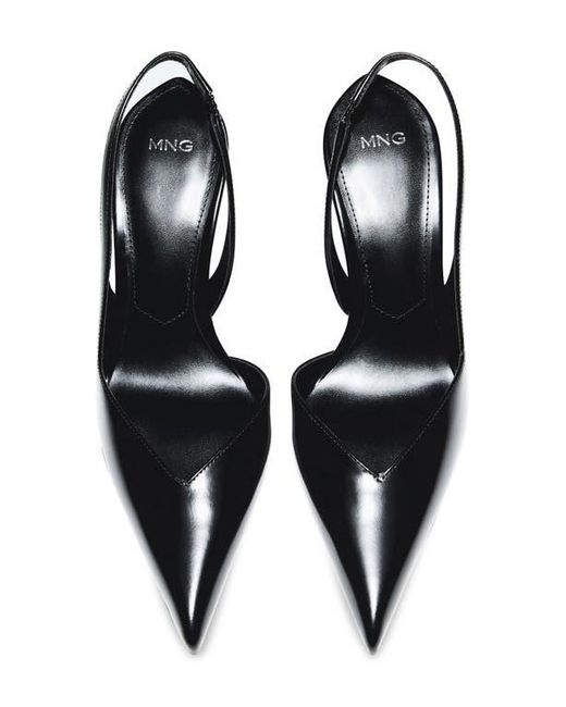 Mango Black Slingback Half D'Orsay Pointed Toe Pump