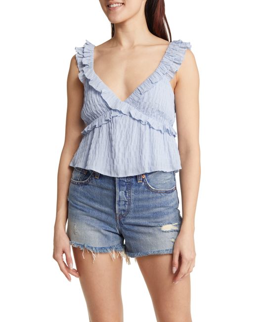 All In Favor Blue Crisscross Ruffle Tank In At Nordstrom, Size Small