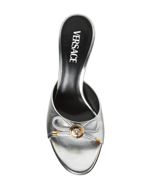 Versace White Opera Bow Slide Sandal