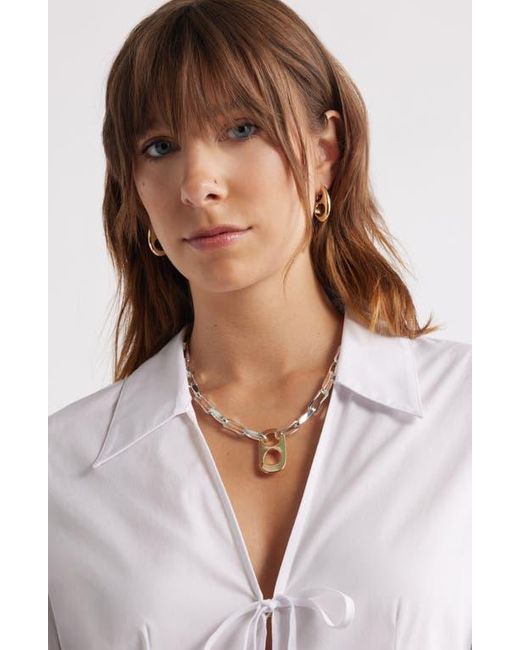Open Edit Metallic Pop Top Huggie Earrings