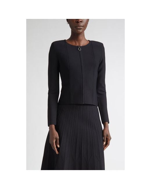 St. John Black Structured Knit Jacket