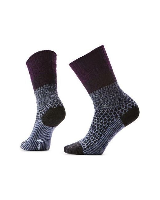 Smartwool Blue Everyday Cozy Popcorn Cable Crew Socks