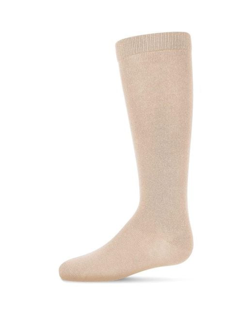 Memoi Natural Ribbed Classic Solid-Color Knee High Sock