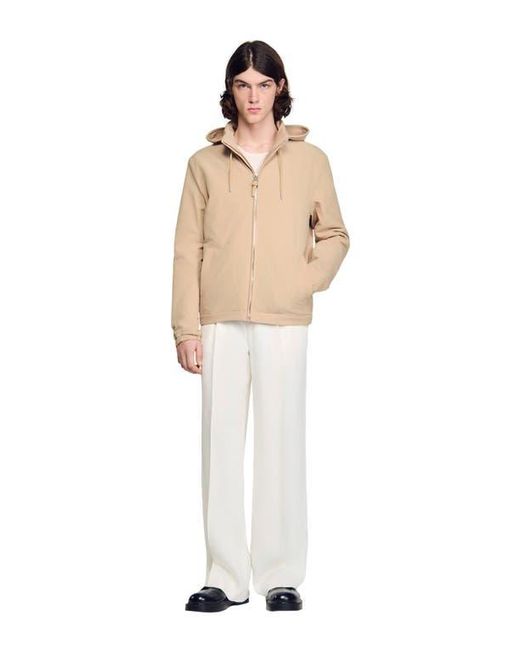 Sandro Natural Hooded Zip-Up Jacket for men