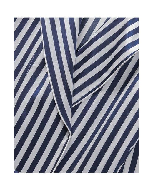 Petite Plume Blue Bengal Stripe Silk Robe