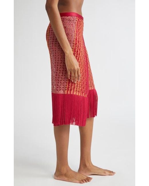 Missoni Red Open Knit Fringe Cover-Up Pareo