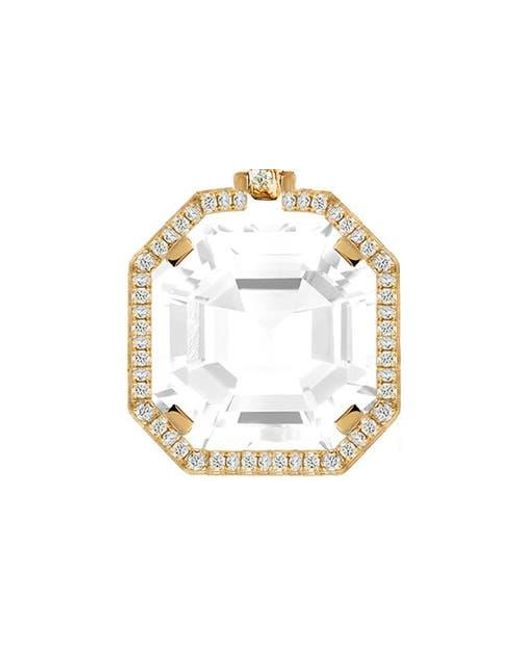 Goshwara Metallic Gossip Asscher Cut Stone & Pavé Diamond Pendant Necklace