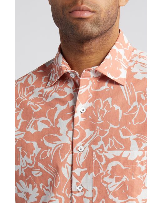 Rodd & Gunn Pink Lanercost Original Fit Floral Short Sleeve Cotton Button-up Shirt for men