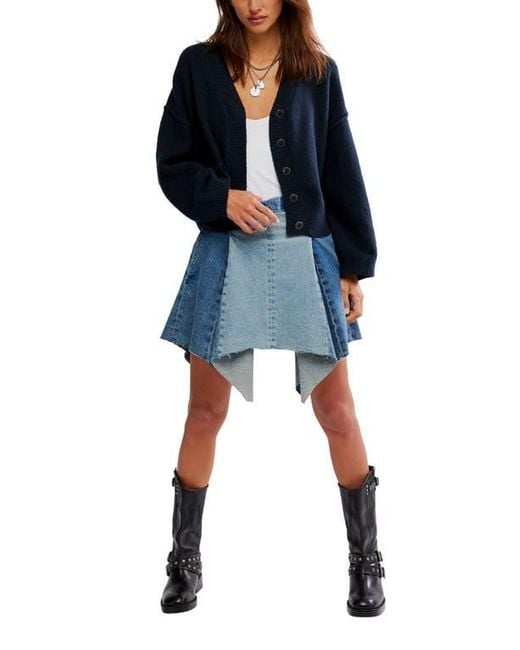 Free People Blue Cool Of The Night Cardigan
