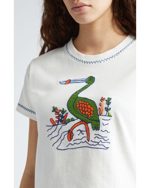 Bode White Embroidered Heron T-shirt