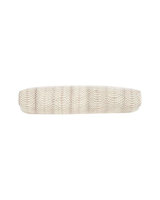 Jimmy Choo Natural Skylar Snakeskin Embossed Leather Clutch
