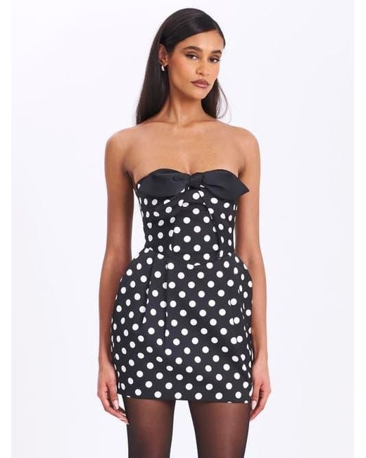 Miss Circle Blue Tahira Polka Strapless Mini Dress With Bow