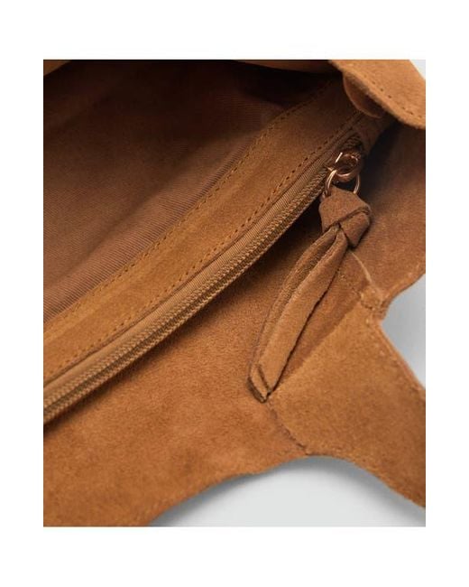 Mango Brown Suede Shopper Tote