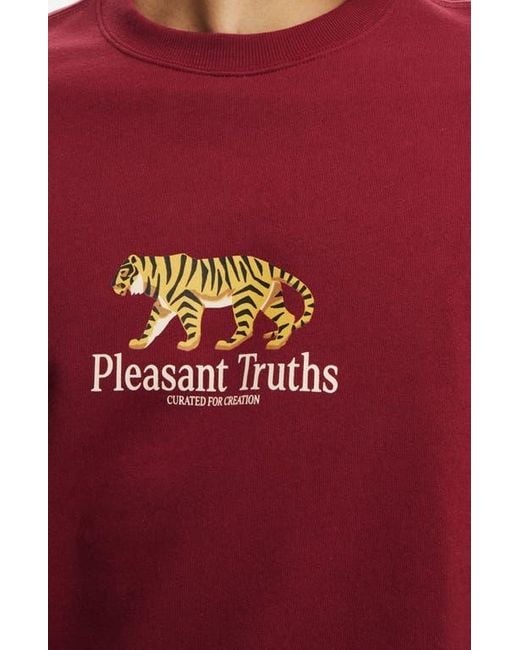 Cotton On Red Graphic Crew Fleece for men