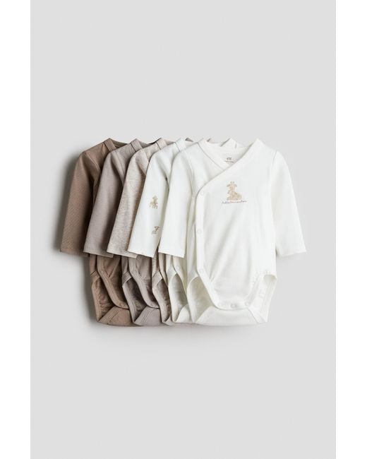 H&M Multicolor 5-Pack Wrapover Bodysuits for men