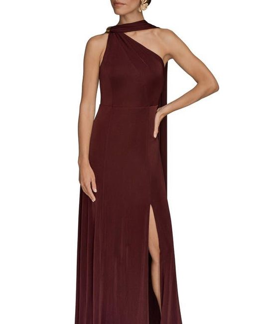 Donna Karan Purple Drape Sleeveless Side Slit Gown
