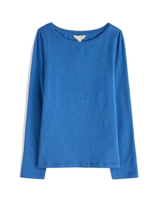 Seasalt Cornwall Blue Easel Long Sleeve Stretch Organic Cotton Top