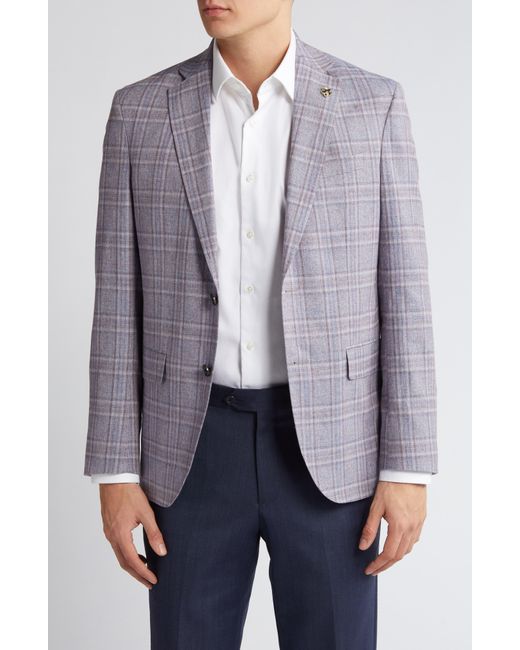 Ted Baker Gray Karl Slim Fit Plaid Stretch Sport Coat for men