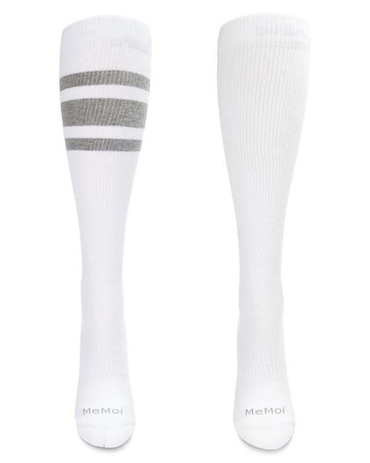 Memoi White Assorted 2-Pack Knee High Compression Socks