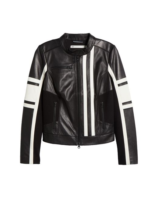 BLANC NOIR Black Claudine Leather Racer Jacket