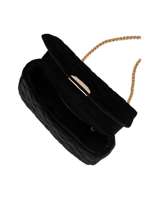 OLGA BERG Helen Quilted Velvet Convertible Shoulder Bag in Black