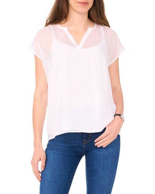 Halogen® White Sheer Stripe Popover Top