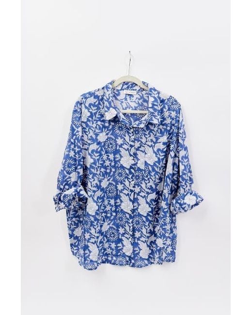 Hat Attack Blue Printed Beach Shirt