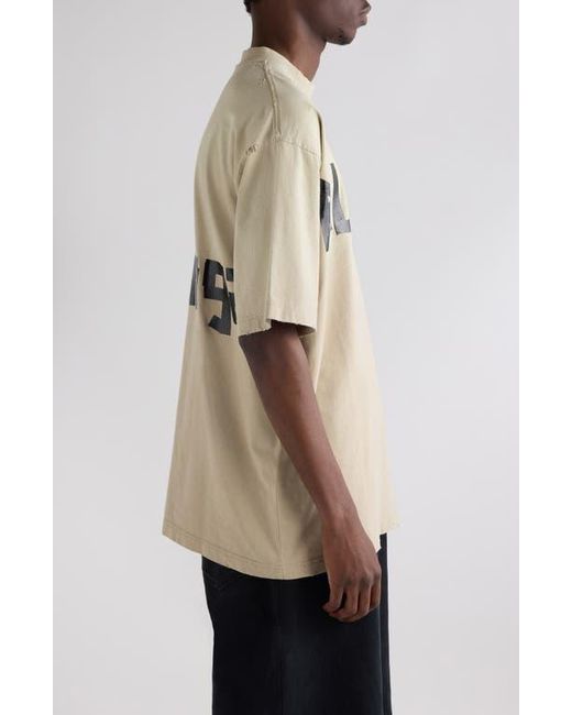 Balenciaga Natural Medium Fit Tape Type Logo Graphic T-Shirt for men