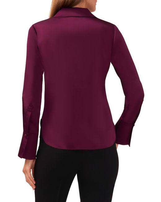 Halogen® Purple Halogen(r) Double Notched Collar Satin Shirt