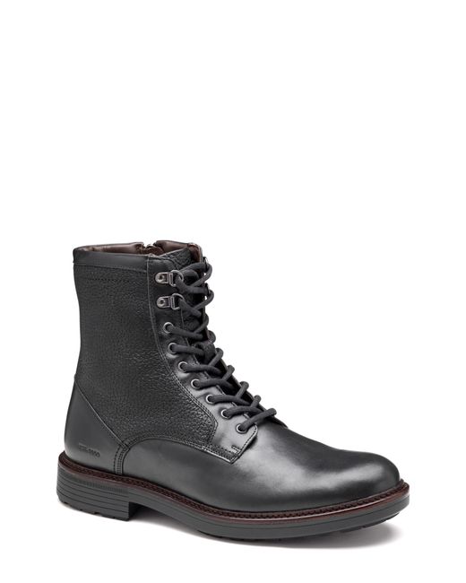 Johnston & Murphy Black Latham Plain Toe Combat Boot for men