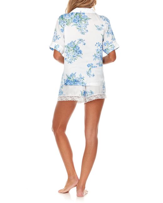 Flora Nikrooz Blue Selena Floral Satin Short Pajamas