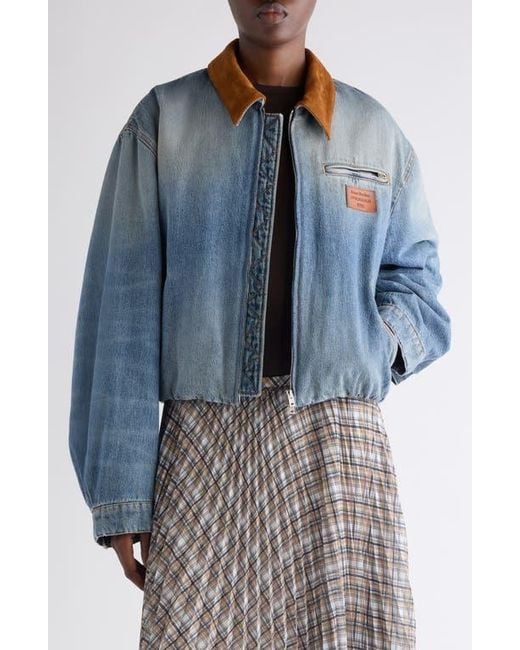 Acne Blue Padded Denim Bomber Jacket