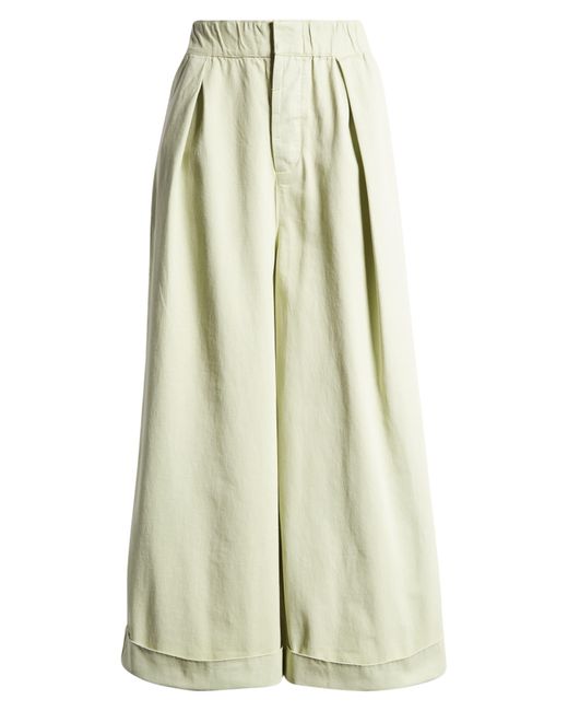 Free People White After Love Roll Cuff Wide Leg Pants