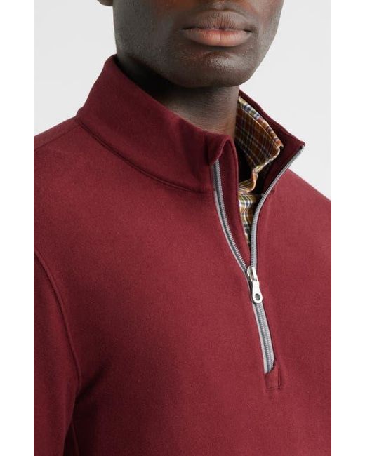Scott Barber Red Mock Neck Stretch Fleece Half Zip Pullover for men
