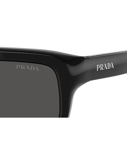 Prada Black 56Mm Rectangular Sunglasses for men