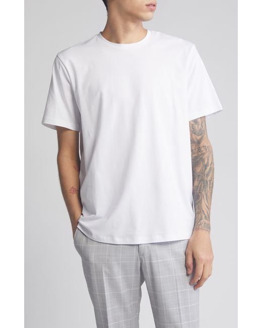 Open Edit White Crewneck Stretch Cotton T-shirt for men