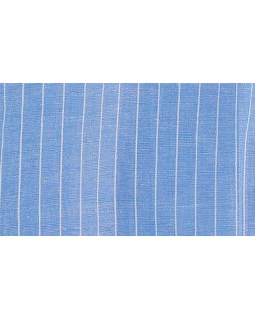 Scotch & Soda Blue Stripe Bib Cotton & Linen Top