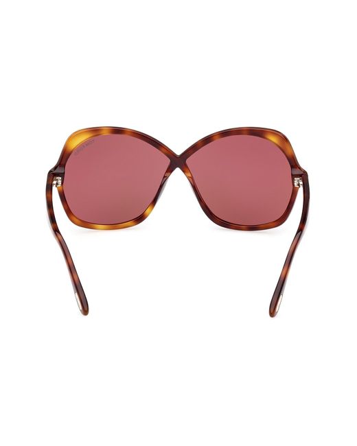 Tom Ford Pink Rosemin 64mm Oversize Butterfly Sunglasses