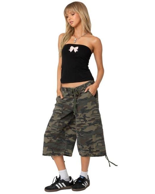 Edikted Black Bow Patch Tube Top
