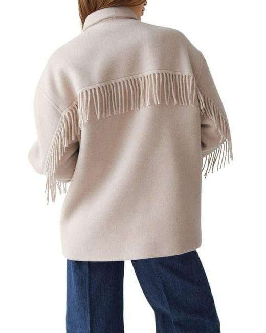& Other Stories Natural Oversize Wool Blend Fringe Jacket