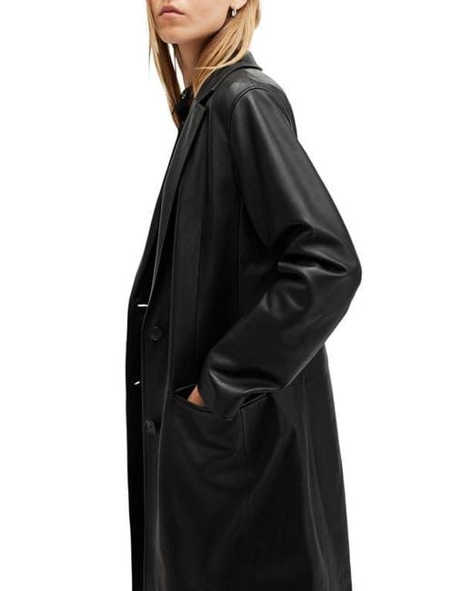 AllSaints Black Aire Leather Coat