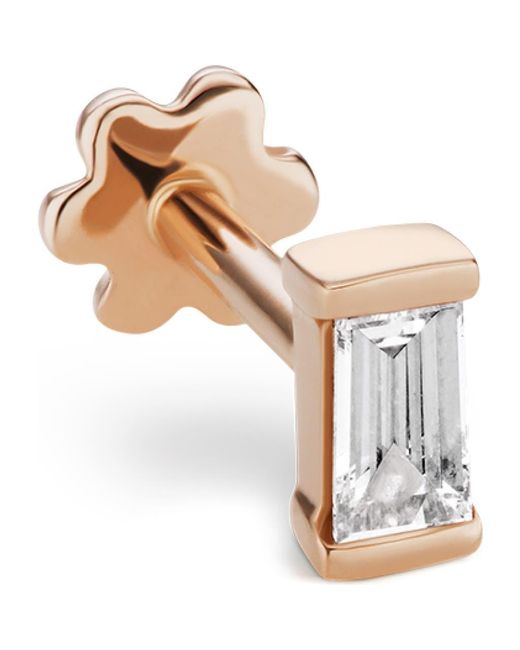 Maria Tash White Diamond Baguette Single Threaded Stud Earring