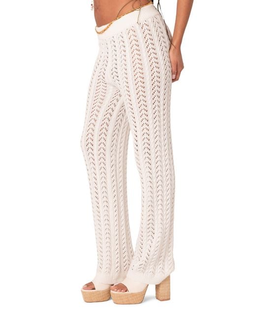 Edikted Elektra Sheer Open Knit Coverup Pants in White Lyst
